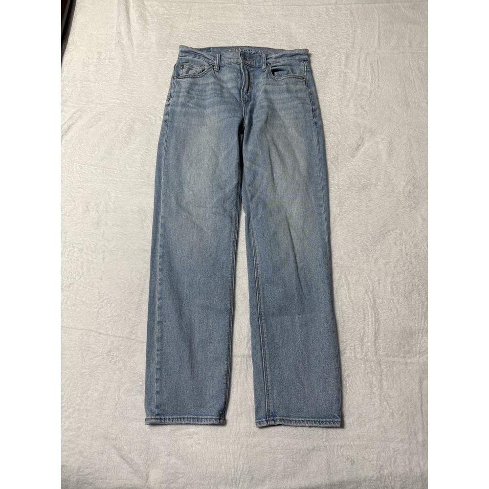 American Eagle Jeans Womens 2 Short Blue Super High Rise‎ Baggy Straight 28x27